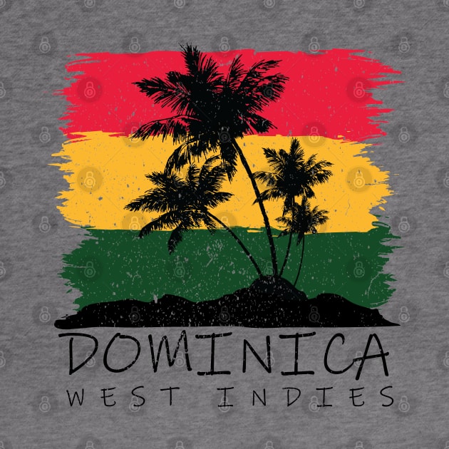 Dominica National Colors with Palm Silhouette by IslandConcepts